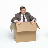 Man sitting in box
